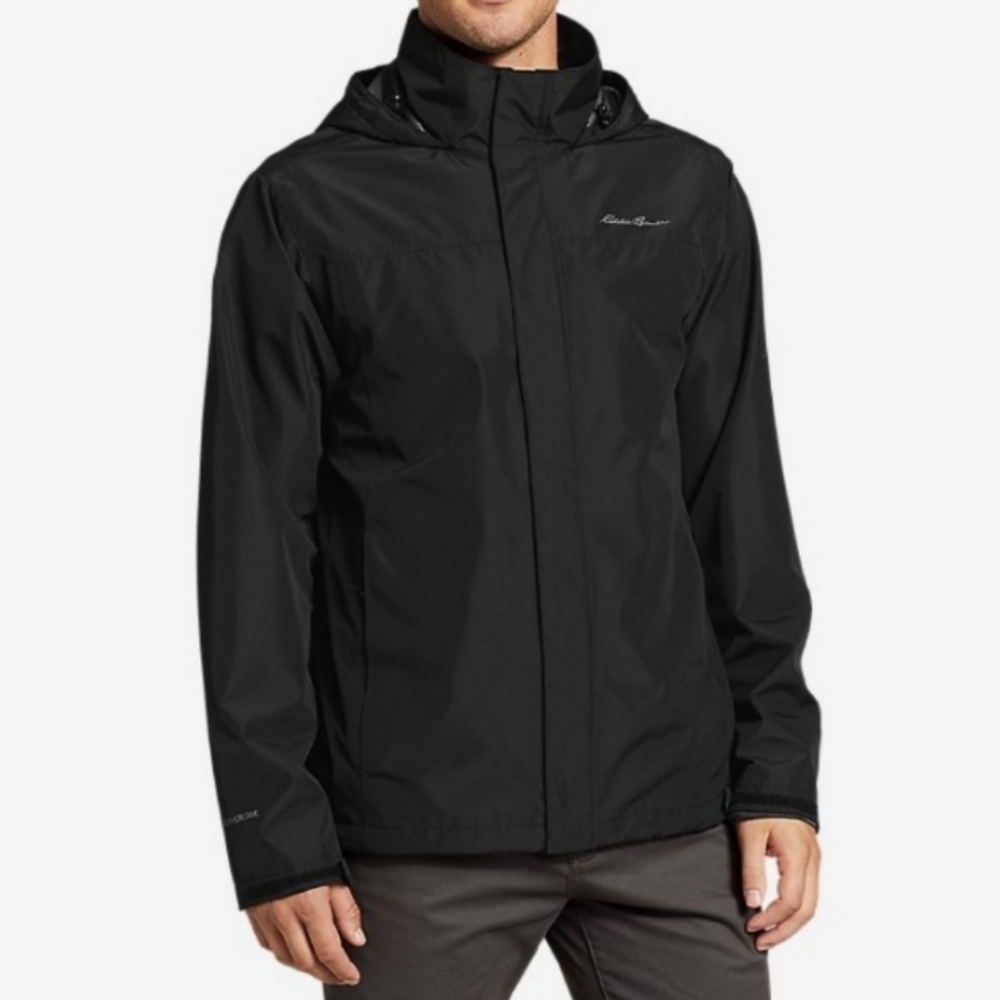 Eddie Bauer Black Rainfoil Two Layer Rain Wind Resistant jacket